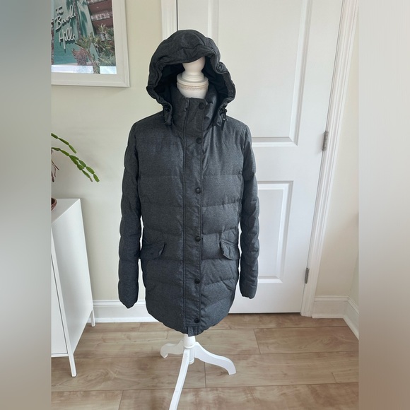 Lands’ End dark Charcoal Gray women’s puffer winter coat down jacket size Small - Picture 4 of 16